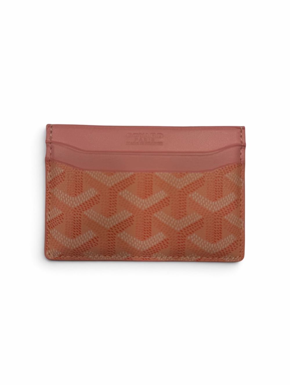 Goyard Coral Pink Card Holder with Signature Chevron Pattern - Picture 2 of 4